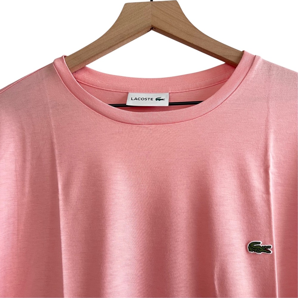 Lacoste Mens Pima Cotton 4XL Crewneck TShirt Soft Pink Luxury Basics Tennis Prep